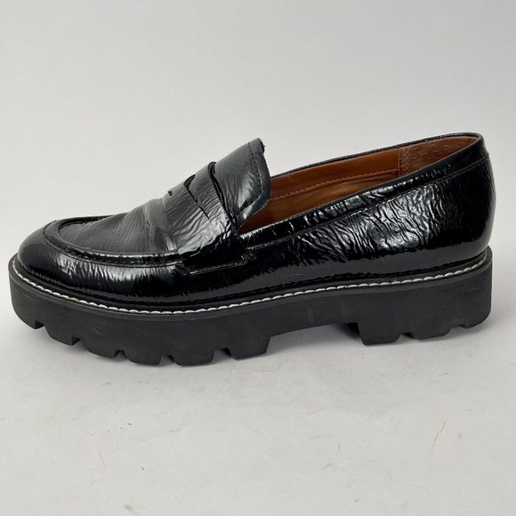 Franco Sarto Shoes - Franco Sarto Balin Black Patent Lug Sole Platform Penny Loafers Like New, Sz 8.5